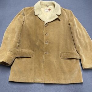 Vintage Zero King Jacket Mens 42 Tan Corduroy Sherpa Lined Coat Made USA 70s‎